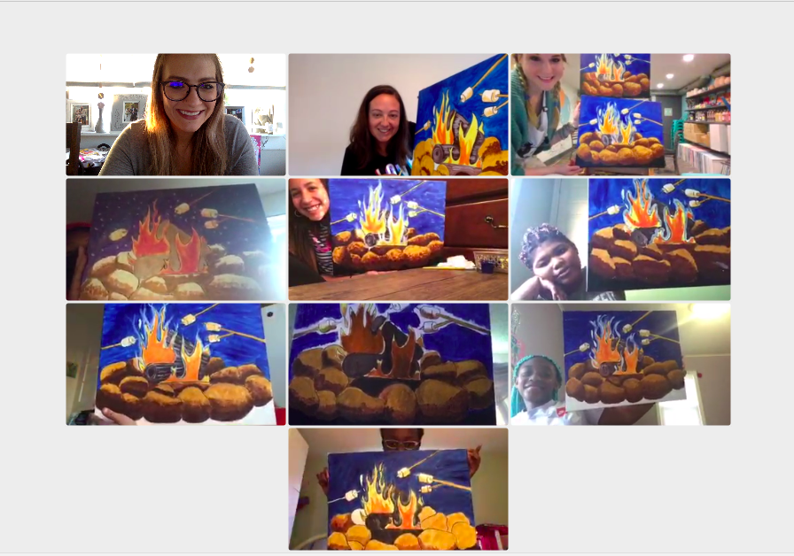 MrsVeltre's tweet photo. Our #21stCCLC virtual paint night🎨was such fun! While painting, we talked about the benefits of taking a break from cell phones and video games and not being afraid to try something new! Thanks #FireMeUp! @SoehlLPS @LHS_NJ @MsPellettiere https://t.co/GgMQeKYxCu
