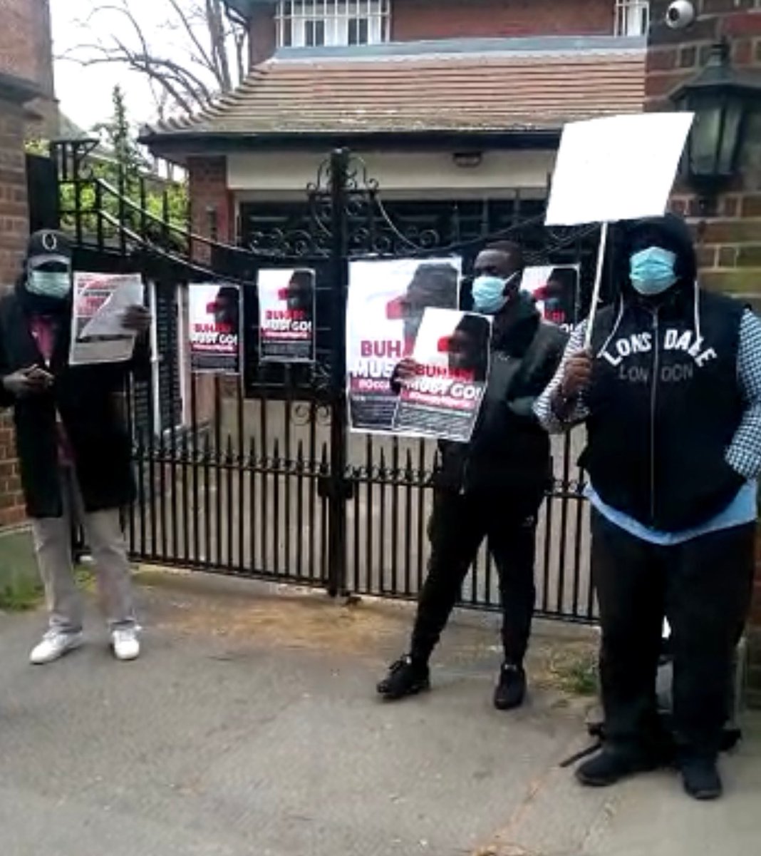 SaharaReporters's tweet image. Medical Tourism: Nigerians In The UK Continue #BuhariMustGo Protest To Demand President’s Return Home | Sahara Reporters bit.ly/2Q8k9ry
