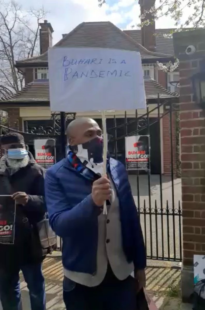 SaharaReporters's tweet image. Medical Tourism: Nigerians In The UK Continue #BuhariMustGo Protest To Demand President’s Return Home | Sahara Reporters bit.ly/2Q8k9ry