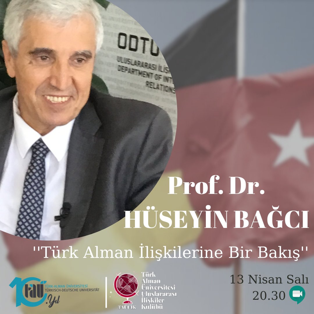 Dış Politika Enstitüsü (<a href="/foreignpolicyi1/">Dış Politika Enstitüsü/Foreign Policy Institute</a>) başkanı Prof. Dr. Hüseyin Bağcı (<a href="/profbagci/">Prof. Dr. Hüseyin Bağcı</a>), 13 Nisan Salı günü 20.30'da "Türk Alman İlişkileri"ni konuşmak üzere bizlerle olacak.

Link: meet.google.com/mkz-yxyn-ncy