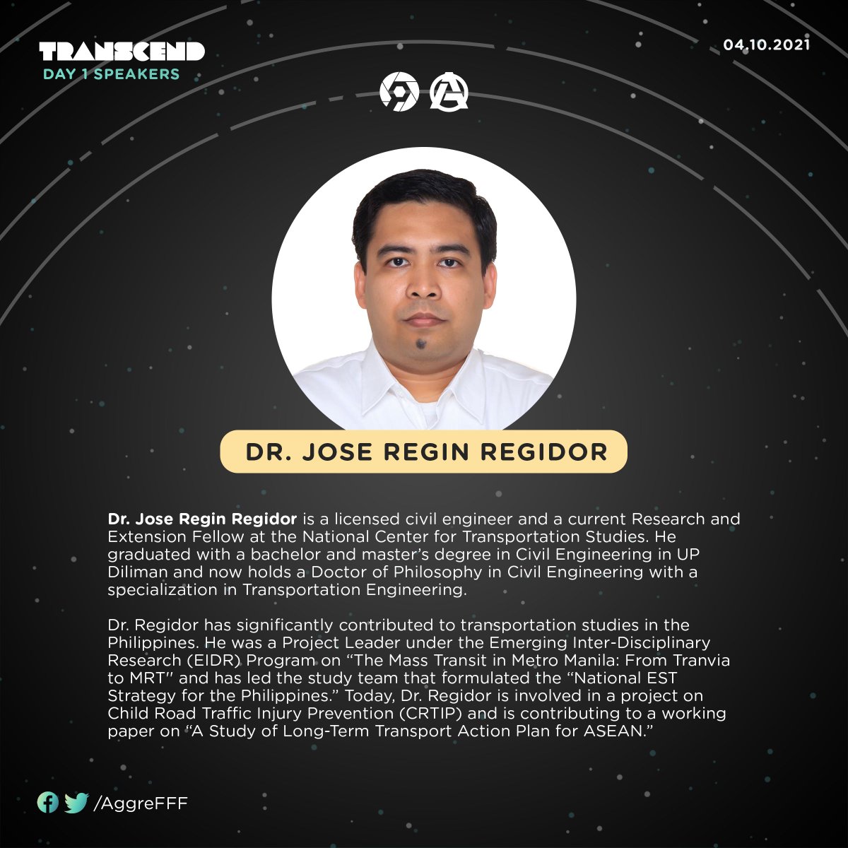 AggreFFF's tweet photo. Day 1: Assemble Speakers
DR. JOSE REGIN REGIDOR
MR. KRISTIAN M. AZUL

#FFF6
#TransCEnd2021 https://t.co/kXzp7Yj8sY