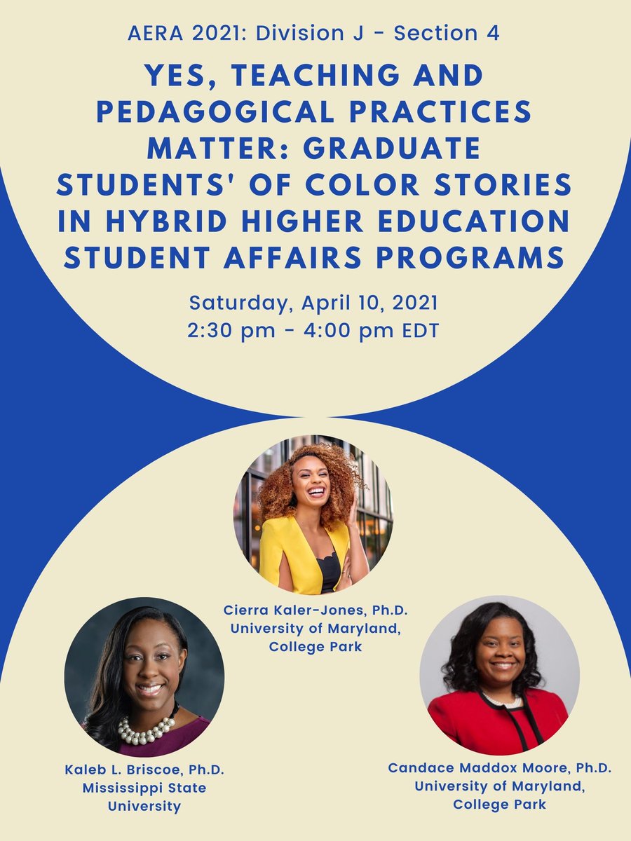 UMDcdihe's tweet photo. Congrats to @UMDcdihe Director @drcmmoore & PostDoc Assoc. @BrandenDElmore on their @AERA_EdResearch sessions. We appreciate them & Dr. M's colleagues, @_cierrajade_ and @DrKalebBriscoe for their scholarship.
@UMDCollegeofEd @CHSEUMARYLAND
#CDIHEAtAERA #AERA2021 #CDIHE #UMD https://t.co/YbUdLwRTd5