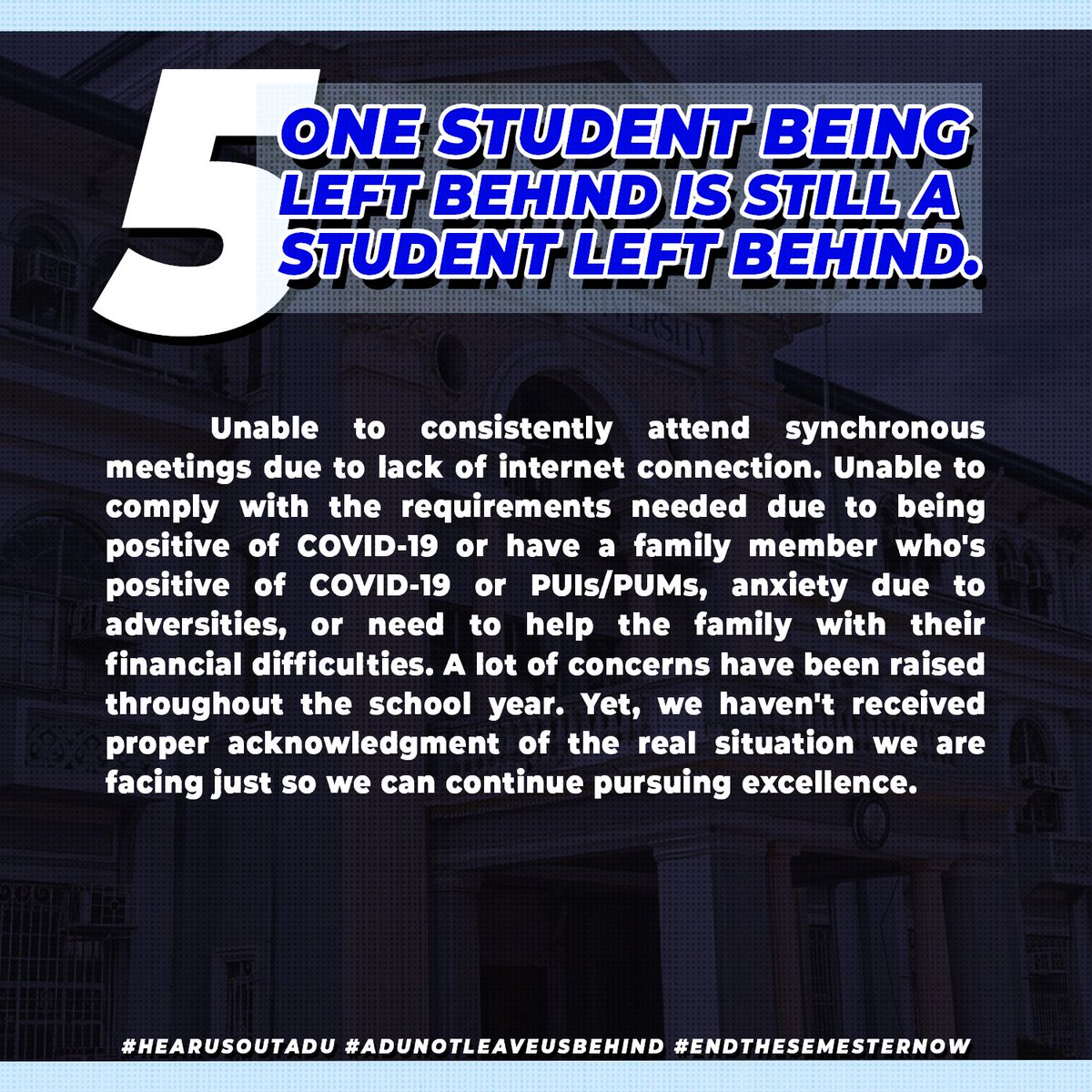 AdUStudentGovt's tweet photo. #HearUsOutAdU
#EndTheSemesterNowAdU
#SoaringBeyondBorders https://t.co/L86VzxT1q5