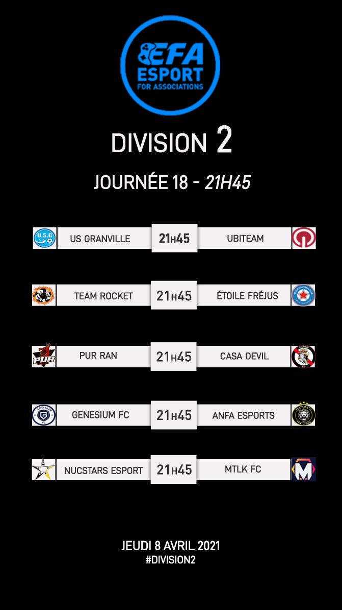 La dernière journée également en #D2ESPORTFA ce soir a 21h45 ⚽️
