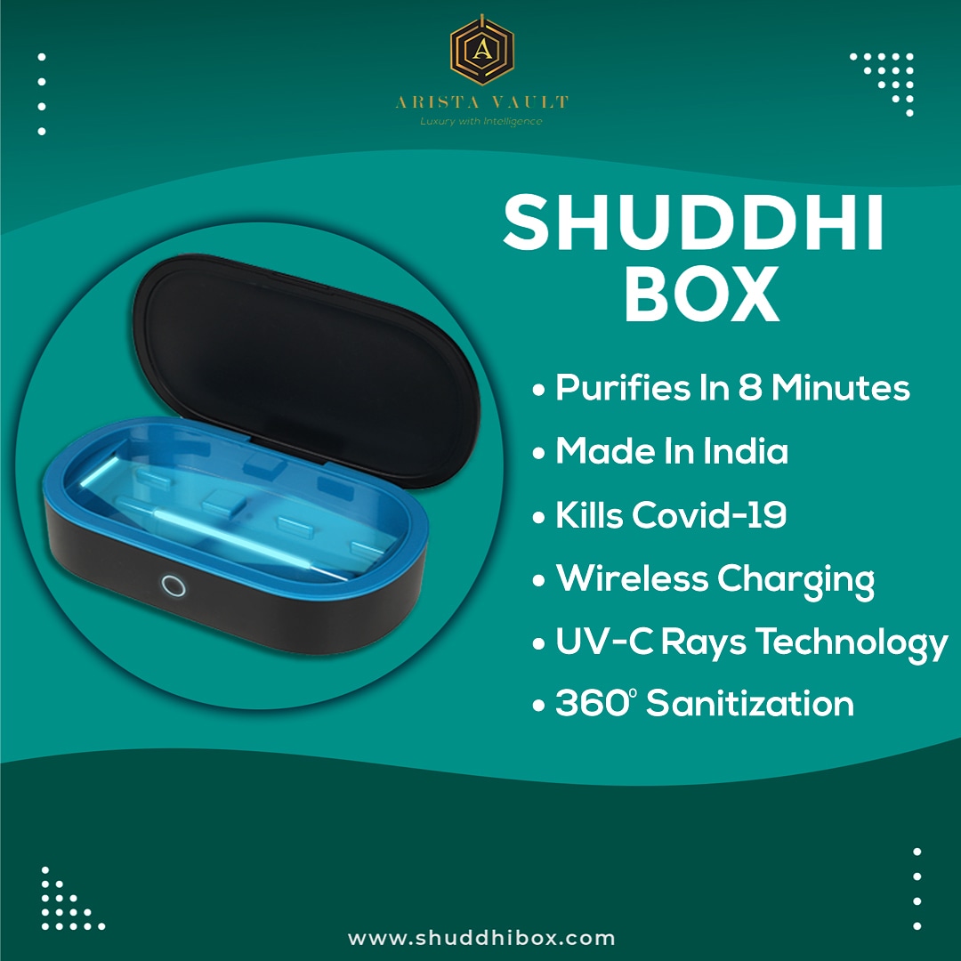 aristavault's tweet photo. Shuddhi Box is made of PC-ABS material used to make medical devices, it also has 360° sanitizations that keep your gadgets sanitize.Charges your device as the cleaning process is taking palace. 
@GoI_MeitY
@electropreneur
@stpiindia
@iesaonline
@amazonIN
#shuddhibox #aristavault https://t.co/XZILh5Sj7e