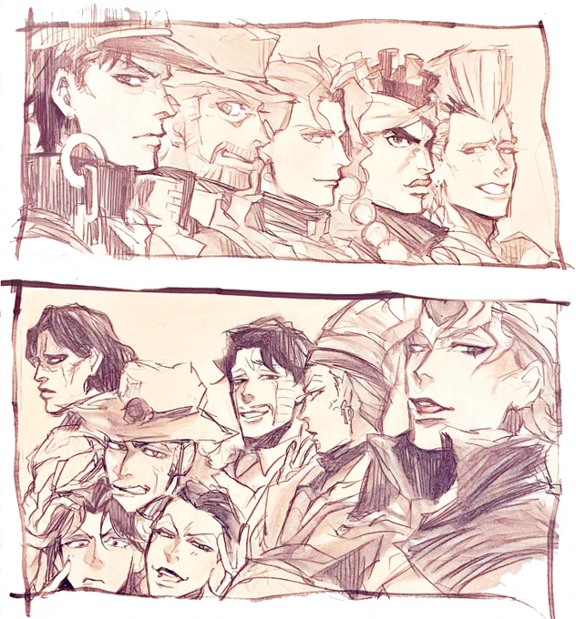 最近のTL見ていて描きたくなったのでだいぶ久しぶりのスタクル御一行様と全然入り切らなかった敵方 