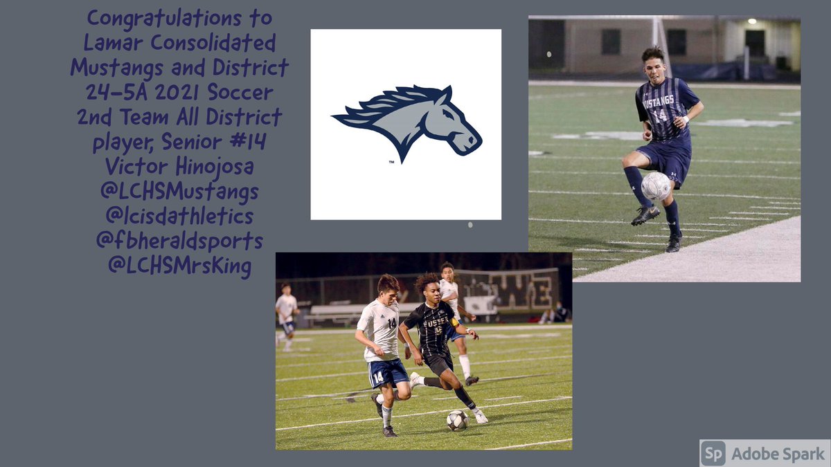 Congratulations to Lamar Consolidated Mustangs and District 24-5A 2021 Soccer 2nd Team All District player, Senior #14 Victor Hinojosa  

<a href="/LCHSMustangs/">Lamar Mustangs</a>

<a href="/lcisdathletics/">LCISD ATHLETIC DEPT.</a> 

<a href="/fbheraldsports/">Fort Bend Herald sports</a> @LCHSMrsKing