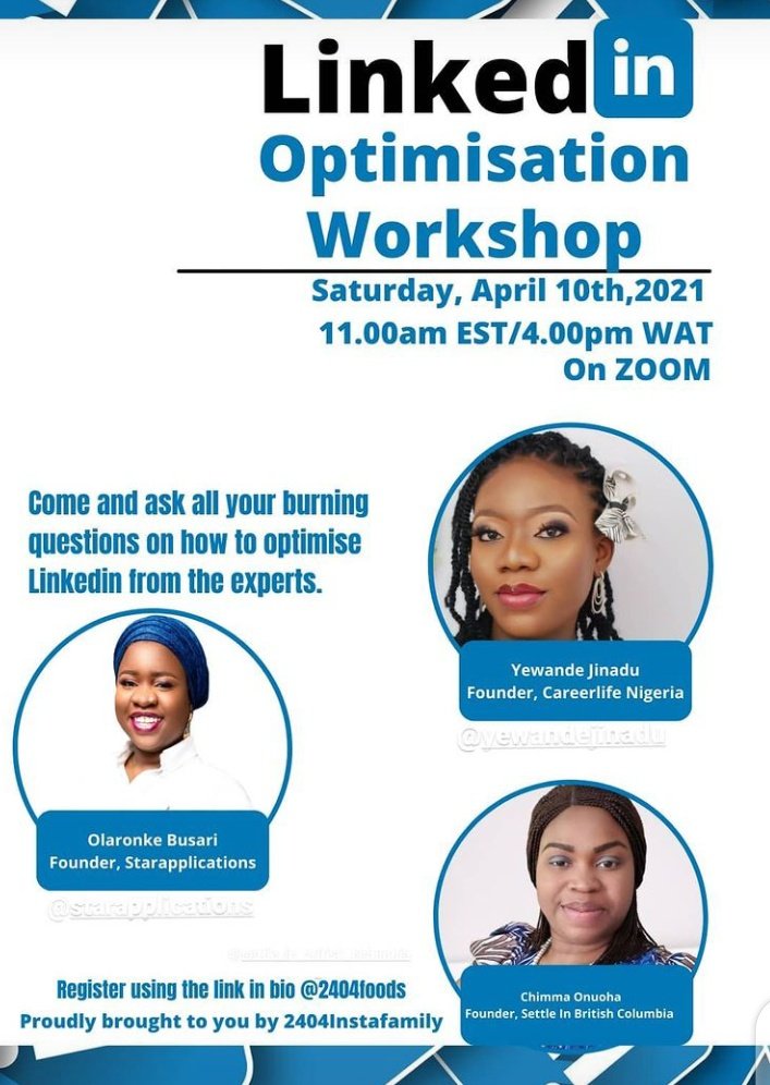 yewandejinadu's tweet image. Join me this Saturday by 4pm

I&apos;ll be talking on Content Creation and Strategic Networking

You won&apos;t believe the kind of big people that are in my personal network and I met on LinkedIn.

Register here: docs.google.com/forms/d/e/1FAI…