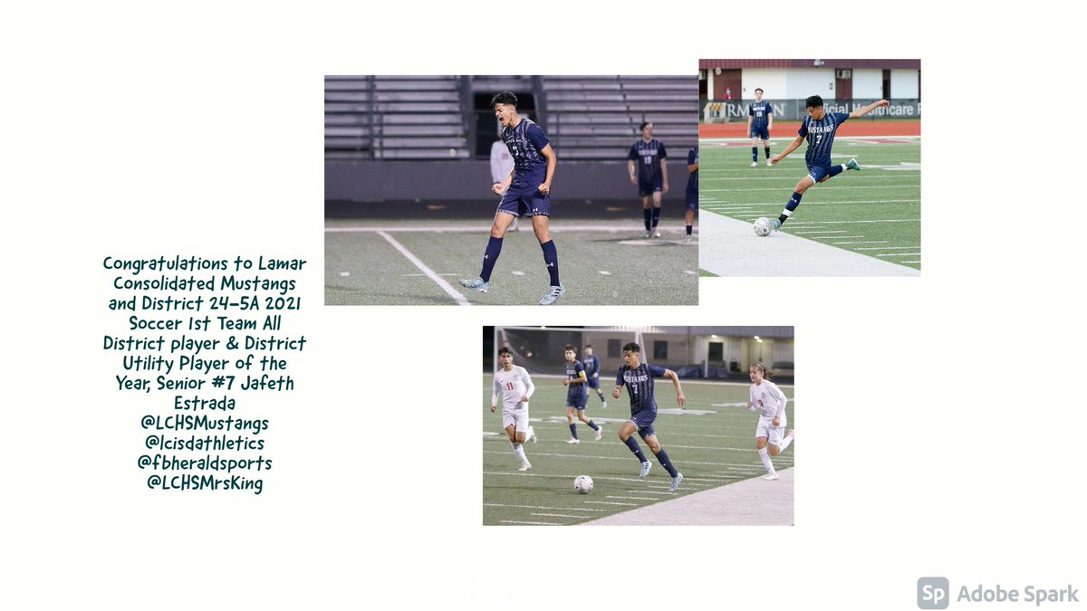 Mustangs and District 24-5A 2021 Soccer 1st Team All District player &amp; District Utility Player of the Year, Senior #7 Jafeth Estrada  

<a href="/LCHSMustangs/">Lamar Mustangs</a>
<a href="/lcisdathletics/">LCISD ATHLETIC DEPT.</a> 
<a href="/fbheraldsports/">Fort Bend Herald sports</a> @LCHSMrsKing