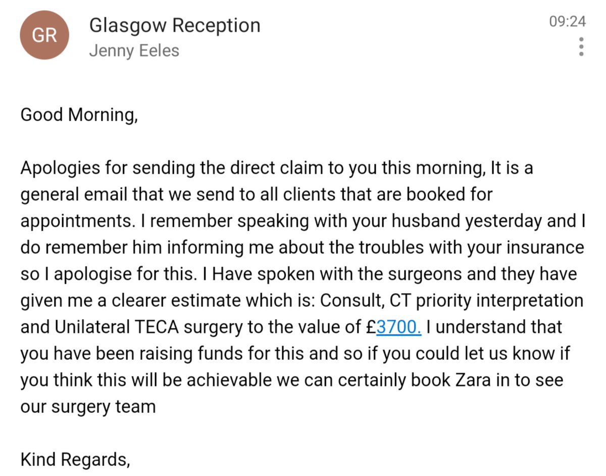 FlikeNoir's tweet image. Just crazy. The very last time ZaraKat was seen we were told we were looking at £2k for surgery. Nothing's changed, and she's not been seen again by anyone, she's been referred to alternate, apparently cheaper, service &amp;amp; it's now £3700 (after a recent quote of £4.5k)...