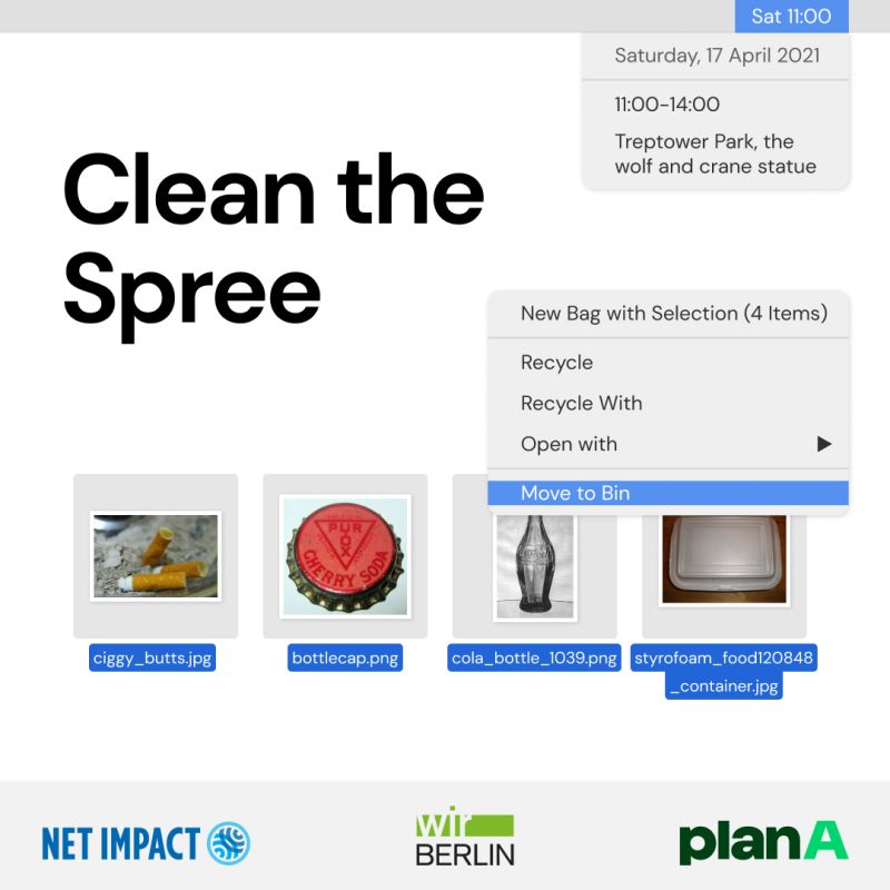 Net Impact@ESMT Berlin (@netimpactesmt) on Twitter photo In partnership with <a href="/PlanAearth/">Plan A</a> and <a href="/wir_berlin/">wir.berlin</a>, we invite you to join us on 17 April at Treptower Park for a cleanup! Gloves, pickers and bin bags will be provided. You can sign up here: bit.ly/3t2jO87 <a href="/esmtberlin/">ESMT Berlin</a> In partnership with <a href="/PlanAearth/">Plan A</a> and <a href="/wir_berlin/">wir.berlin</a>, we invite you to join us on 17 April at Treptower Park for a cleanup! Gloves, pickers and bin bags will be provided. You can sign up here: bit.ly/3t2jO87 <a href="/esmtberlin/">ESMT Berlin</a>