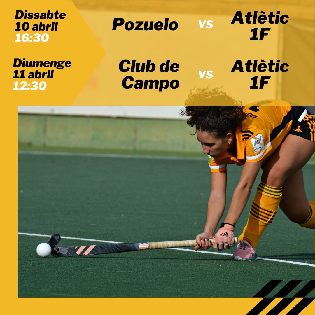 HOCKEY.

Tornen les lligues de divisió d’honor amb un cap de setmana amb partits vitals i tot un derbi Egara - Atlètic! 🤩🔝

Som-hi! 💛🖤

👉🏻 Amb el suport d’#Anquor #Chemipol #Iberdeli i @clinicadentalpasseig