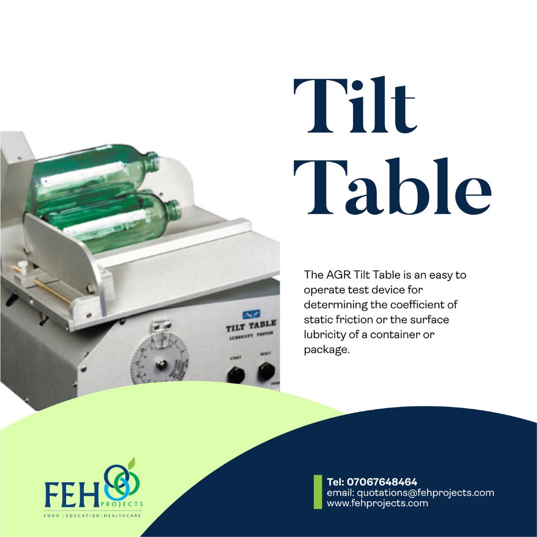 FEHProjects's tweet image. The AGR Tilt Table is an easy to operate test device for determining the coefficient of static friction or the surface lubricity of a container or package.
#AGR#packaging#petbottles#testing#equipment