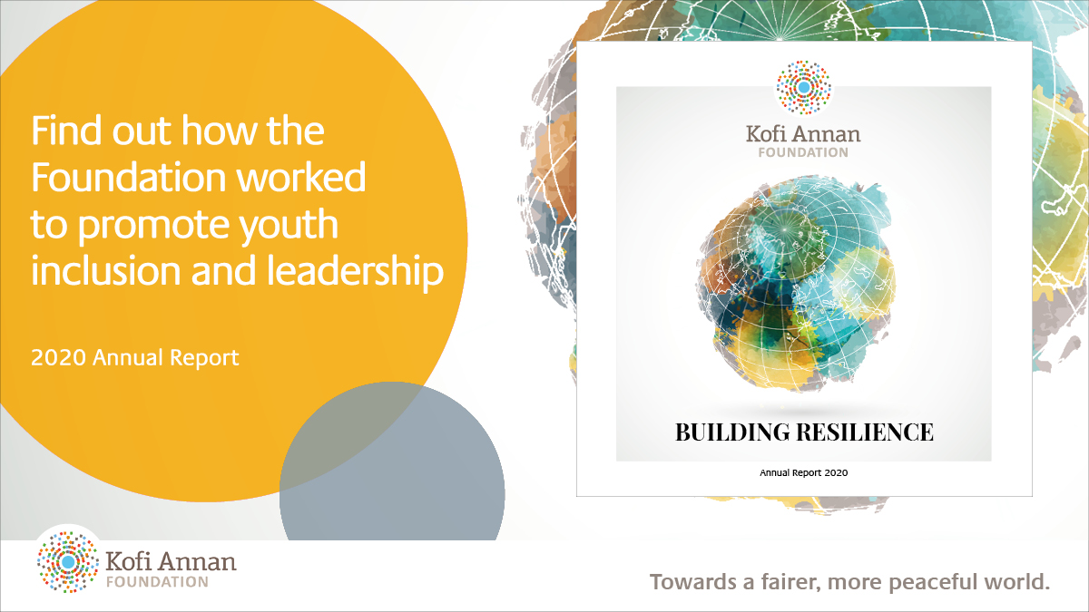 Xtremely2gether's tweet photo. Today, April 8 2021, #KofiAnnan would have been 83 years old! 🕊️ His vision and values live on, as demonstrated in the @KofiAnnanFdn Annual Report 2020.

Take a look 👇 and discover how the Foundation works to promote youth inclusion and leadership! 🙌 

https://t.co/R5rkp4yHoH https://t.co/HYAJNd2dxP