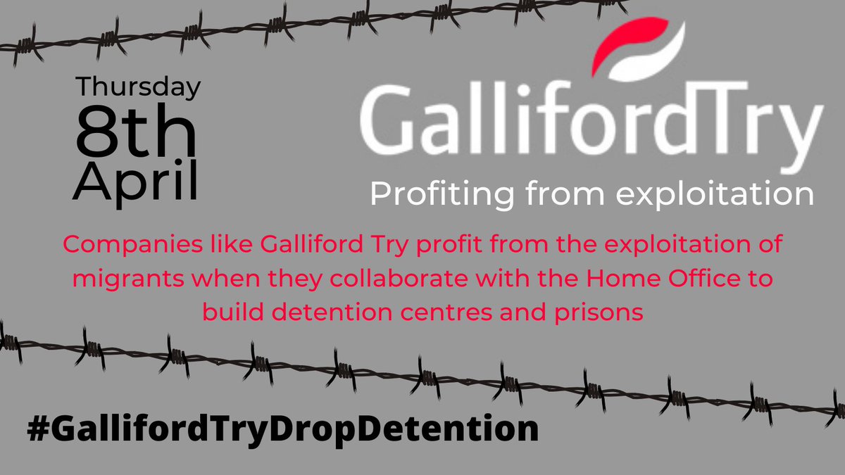 I’m taking part in the day of action against @gallifordtry because nobody should profit from another person's immigration status! 

STOP 👏 EXPLOITING 👏 MIGRANTS 👏 

#NoToHassockfield #GallifordTryDropDetention #DropDetention @EndHassockfield