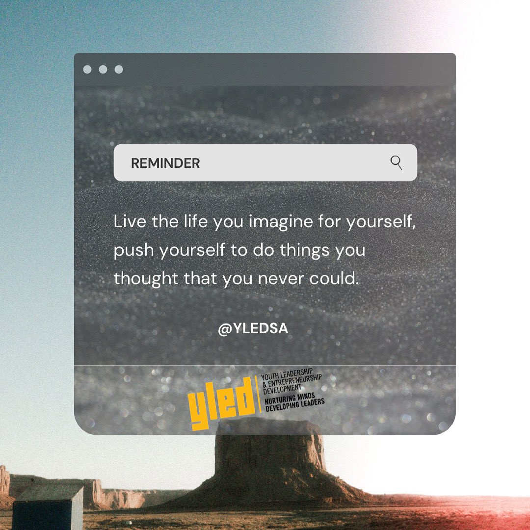 yledsa's tweet photo. The aim is to achieve the growth &amp; success you have defined for yourself. 

If anyone can do it, it will be YOU! #vision2point0 #yled2021 https://t.co/a3YJxlehsb
