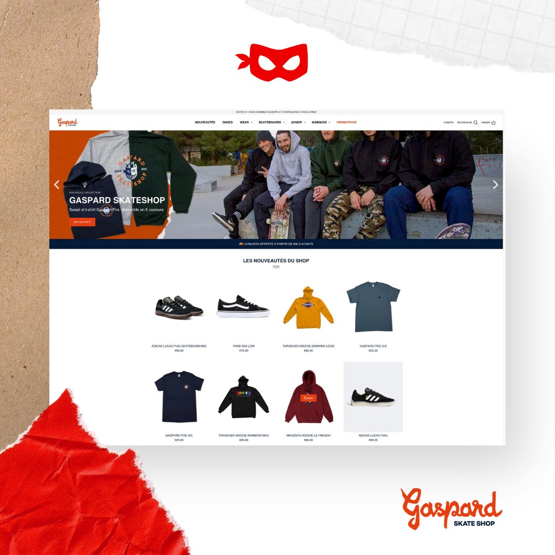 agence_teaps's tweet image. “Liberté, diversité, créativité”, telles sont les valeurs de Yan, fondateur du Gaspard Skateshop. 🛹
Rendez-vous sur son nouveau site e-commerce : gaspardskateshop.fr