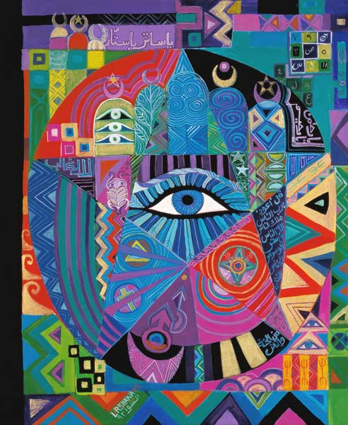 womensart1's tweet image. Eye of destiny, 1992 by Palestinian artist Laila Shawa #womensart