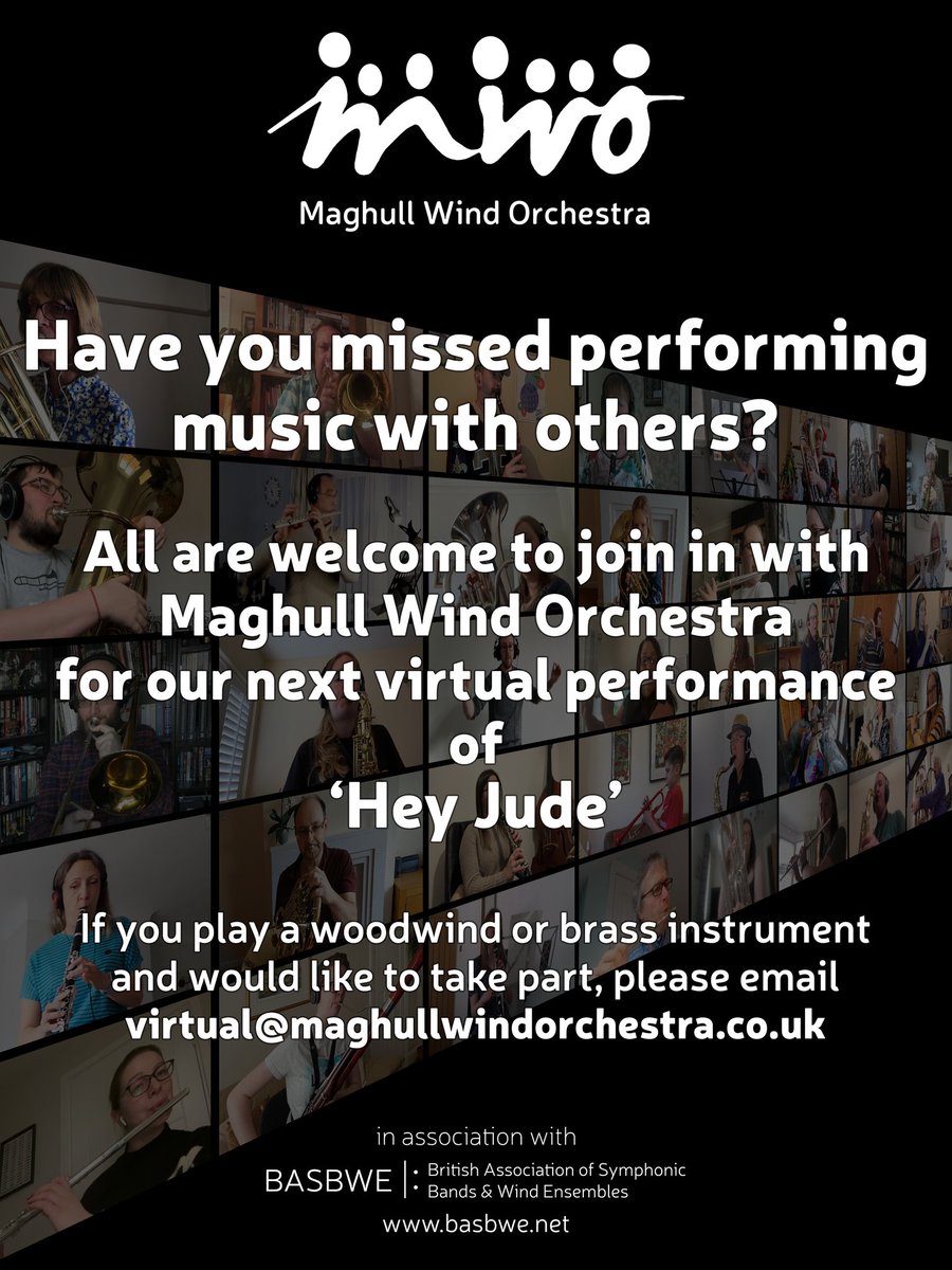 MaghullWindOrch's tweet image. If you play a woodwind or brass instrument, you can join us for &apos;Hey Jude&apos;, our 14th #VirtualPerformance.

You can visit our website for more information: maghullwindorchestra.co.uk/heyjude

#Maghull
#Liverpool
#TheBeatles
#VirtualBand
#BASBWE