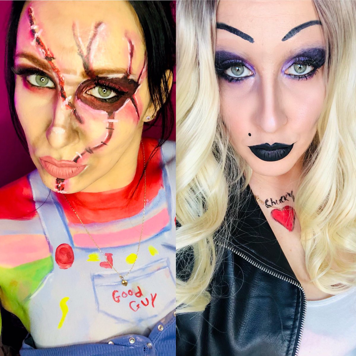 LESLEYG86's tweet photo. #Chucky #Tiffany #BrideOfChucky #seedofchucky #MakeUp #Facepaint #SpecialFx #sfx #Halloween #HalloweenMakeUp #Liquidlatex https://t.co/3cr5JRYZRF