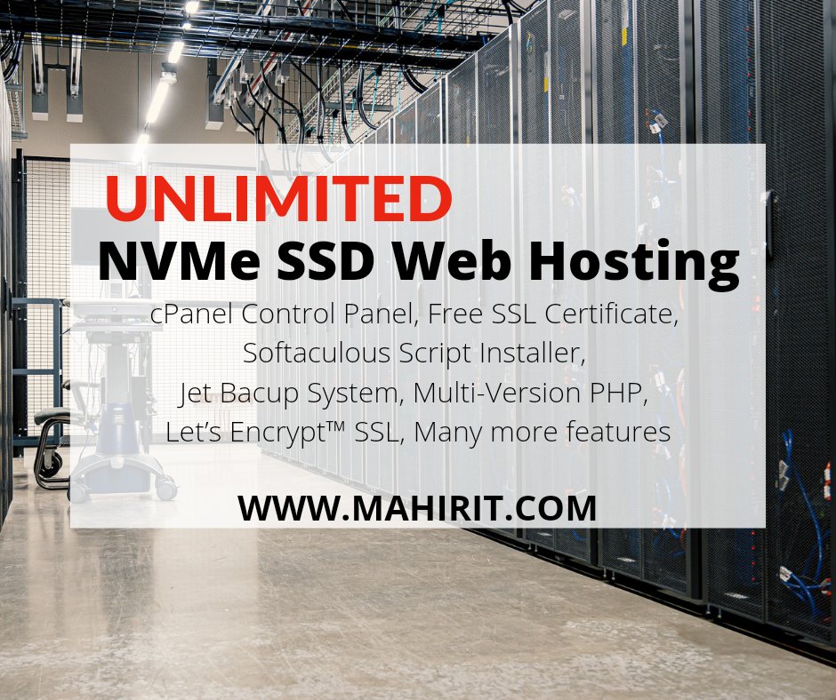 QuranHadithIsla's tweet photo. UNLIMITED NVMe SSD Web Hosting
Unlimited Disk space, Bandwidth,
1 (.com) Domain free, Email Accounts, Sub Domains
cPanel Control Panel, MariaDB Database Server, Free SSL Certificate, Softaculous Script Installer, Jet Bacup System, Let’s Encrypt™ SSL, Many more features https://t.co/5rWwMhng0c