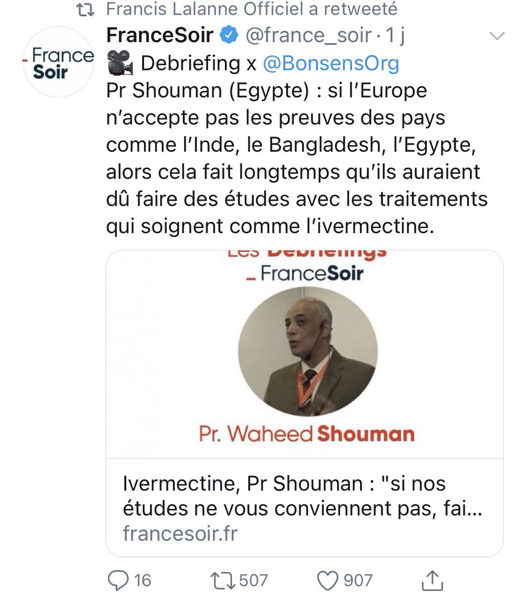 Francis Lalanne n’est pas complotiste, mais il retweet le blog France Soir, et surtout, les DeQodeurs, qui sont les fers de lance du conspirationnisme QAnon en France, vous savez les pro-Trump qui n’arrêtaient pas de faire des prédictions pétées qui ne se réalisaient jamais :