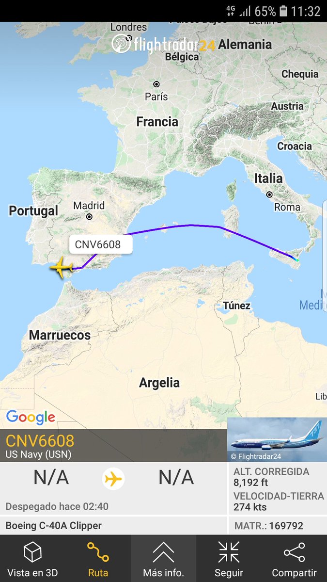 MilRadar's tweet photo. 🇺🇸 #USNavy C-40A Clipper 169792 del #VR51 en descenso hacia #Rota procedente de #Sigonella 
📷 Ricky Teteris https://t.co/FzXXEkgMpB