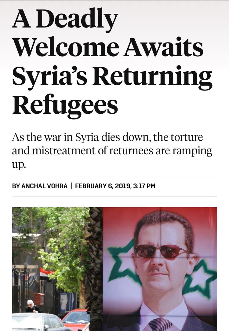 The fact that Syrian refugees are generally described as traitors & that there are several reports of forced disappearance by returnees is of little interest to Copenhagen since it is not the voting people who have to pay the existential price.  https://twitter.com/SashRu88/status/1212706075117596673?s=20