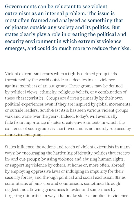 The disregard for any causality between authoritarianism and the brutalization of a society is exemplary of the ideological smoothing with which Danish social democrats try to decipher complex violent relationships in other political contexts. https://www.undp.org/content/dam/undp/library/km-qap/UNDP-RBAP-Violent-Extremism-in-SE-Asia-case-study-State-of-Violence-2020.pdf