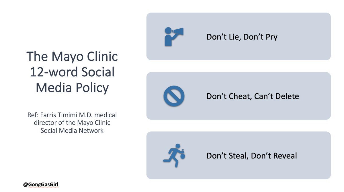 The Mayo Clinic 12-word policy is good. Patient confidentiality is paramount (as  @aoglasser says - post the pearl not the patient). Cite sources. Maintain boundaries.