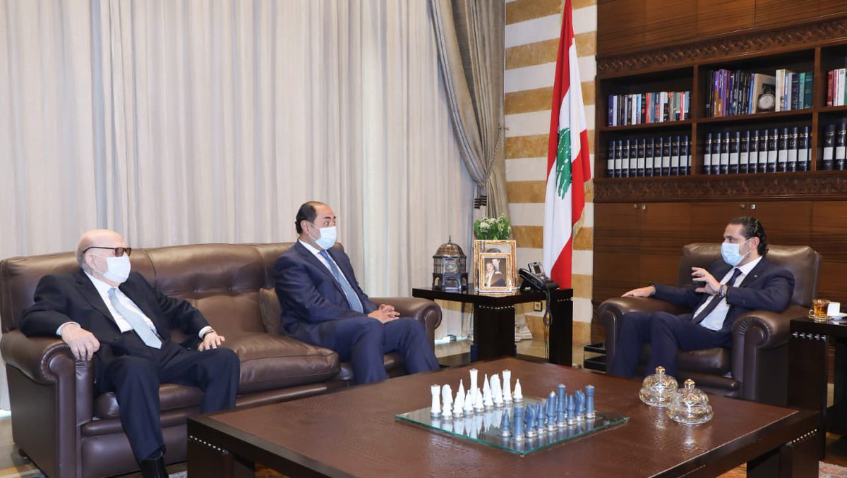 saadhariri's tweet photo. استقبل الرئيس المكلف سعد الحريري ظهر اليوم في "بيت الوسط" الأمين العام المساعد لجامعة الدول العربية السفير حسام زكي يرافقه السفير عبد الرحمن الصلح. ويتناول البحث آخر المستجدات على الساحتين اللبنانية والعربية. https://t.co/uvCnz0MgeX