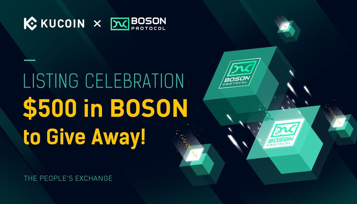 🥳 $BOSON Listing Celebration: $500 Giveaway

✅ Follow <a href="/kucoincom/">KuCoin</a> &amp; <a href="/BosonProtocol/">Boson Metasystem</a>
✅ Retweet this post
✅ Tag 3 friends to join

🎁 We will select 5 winners on April 12, 2021 to each receive $100 in $BOSON.