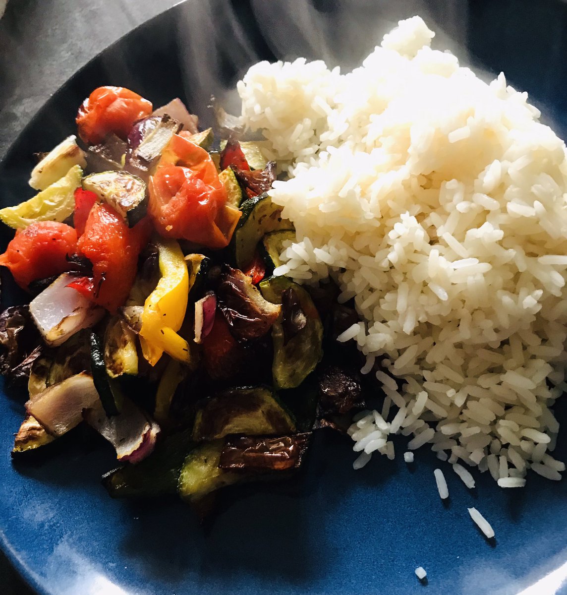 #Seaspiracy Mediterranean roasted veg with rice 😃😉