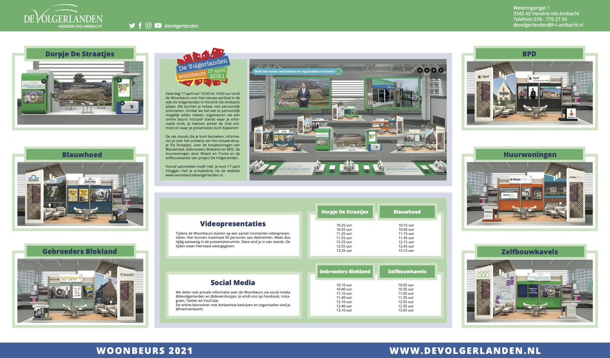 Vandaag midden in <a href="/weekbladDeBrug/">Weekblad De Brug</a>: bewaarpagina voor de online Woonbeurs op 17 april. Met de zes stands die je kunt bezoeken <a href="/Blauwhoed/">Blauwhoed</a>, <a href="/bpd_nl/">BPD | Bouwfonds Gebiedsontwikkeling</a>, Gebroeders Blokland, <a href="/Trivire/">Trivire</a>, #Rhiant en project <a href="/DeVolgerlanden/">De Volgerlanden</a> én de tijden van de live presentaties! woonbeursdevolgerlanden.nl