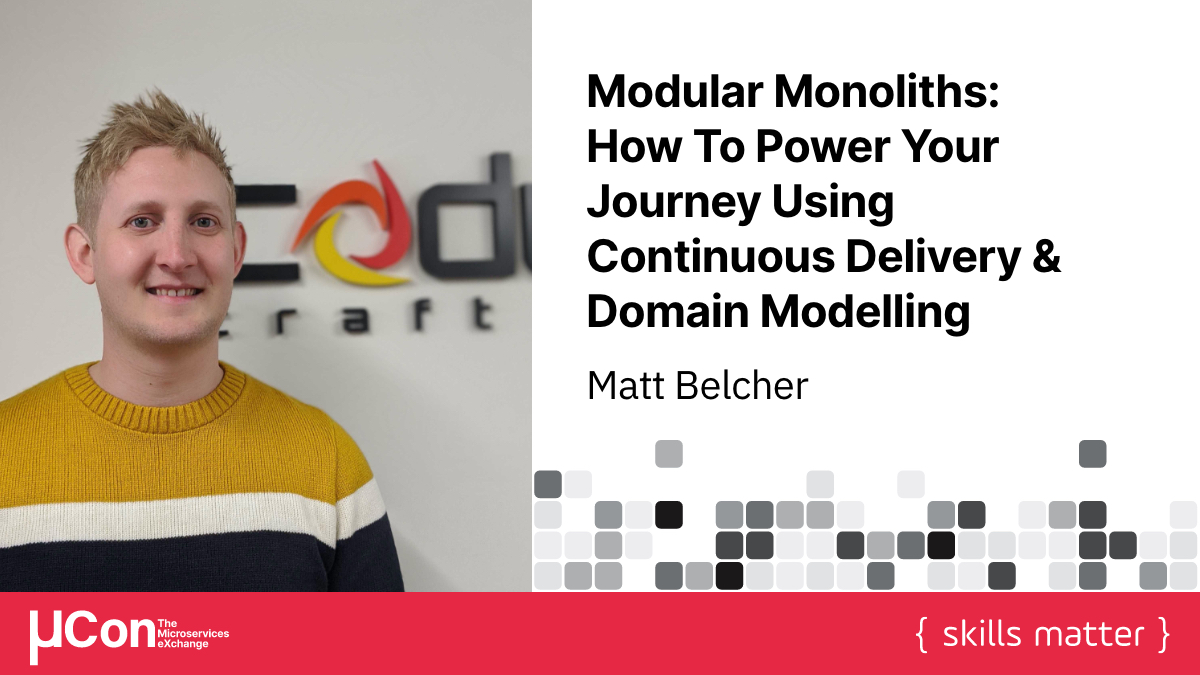 At #MuCon, <a href="/matt_p_belcher/">Matt Belcher</a> from <a href="/codurance/">Codurance</a> will discuss why it's important to have a Modular Monolith before you start building new #Microservices and how you can identify your domain boundaries with #EventStorming and Bounded Context Mapping.

Join us at bit.ly/31R6W9f