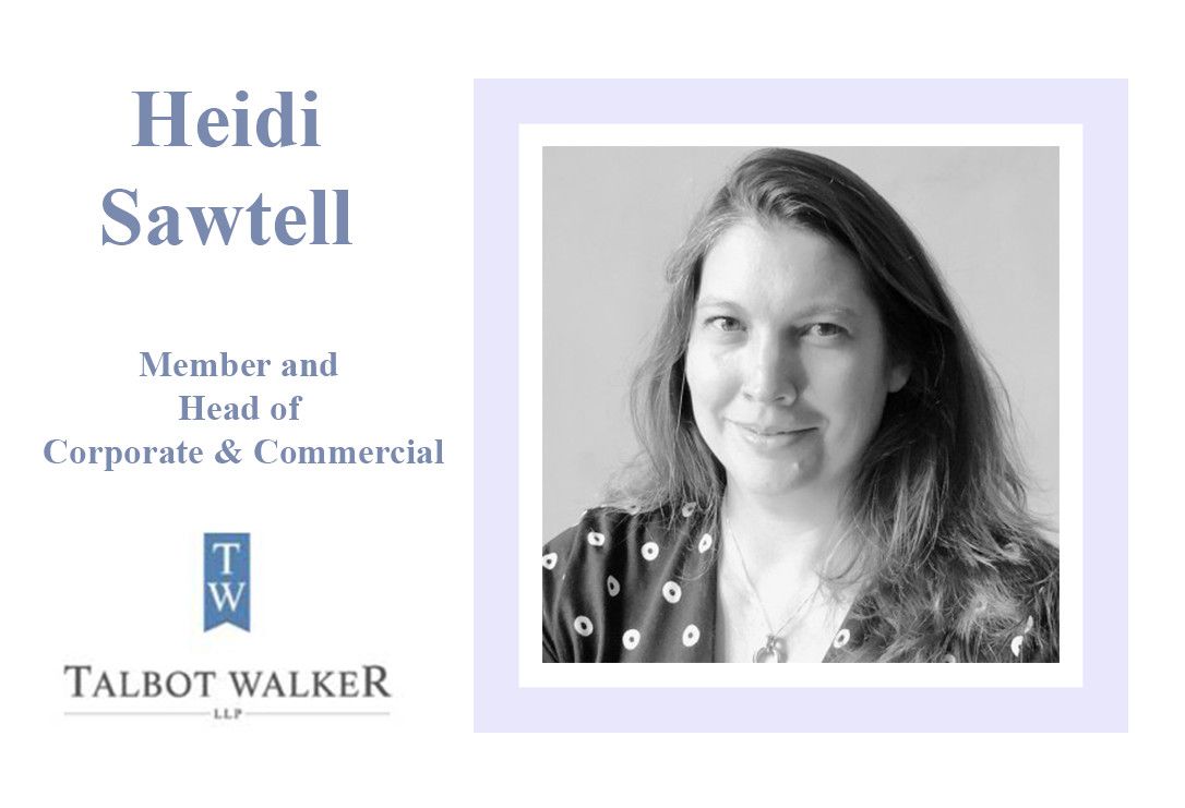 TalbotWalker's tweet image. Talbot Walker LLP is very pleased to announce today the promotion of Heidi Sawtell to Member and Head of Corporate &amp;amp; Commercial. The promotion reinforces Talbot Walker’s commitment to its growing corporate and commercial practice area.