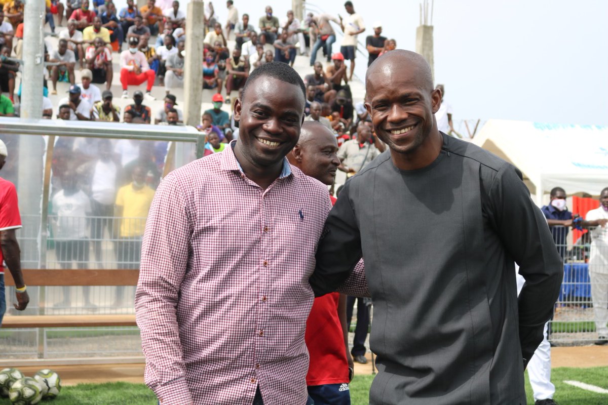 solomon_nasri's tweet photo. @mustapharaji_ President, LFA at a dedication ceremony in Gardnersville, Tusa field. https://t.co/qfOZeNyld3