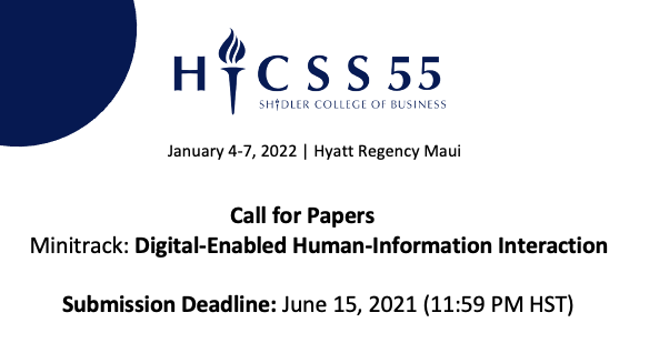 Aylinnchen's tweet photo. I'm excited to share with you the #CFP for the minitrack titled Digital-Enabled Human-Information Interaction.

Don't hesitate to contact me if you have questions. More information (full CFP): https://t.co/CkaXBWKOGT

#healthinformationbehavior #selfquantification #socialmedia https://t.co/KruJaTsKI6