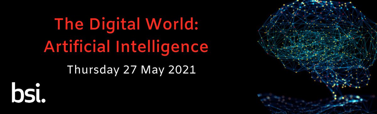 We're hosting the Digital World: Artificial Intelligence virtual conference place on 27 May. Learn more about this exciting subject area spanning multiple sectors from industry experts and professionals. Register your place: bsigroup.com/en-GB/our-serv… #AI #BSIDigital