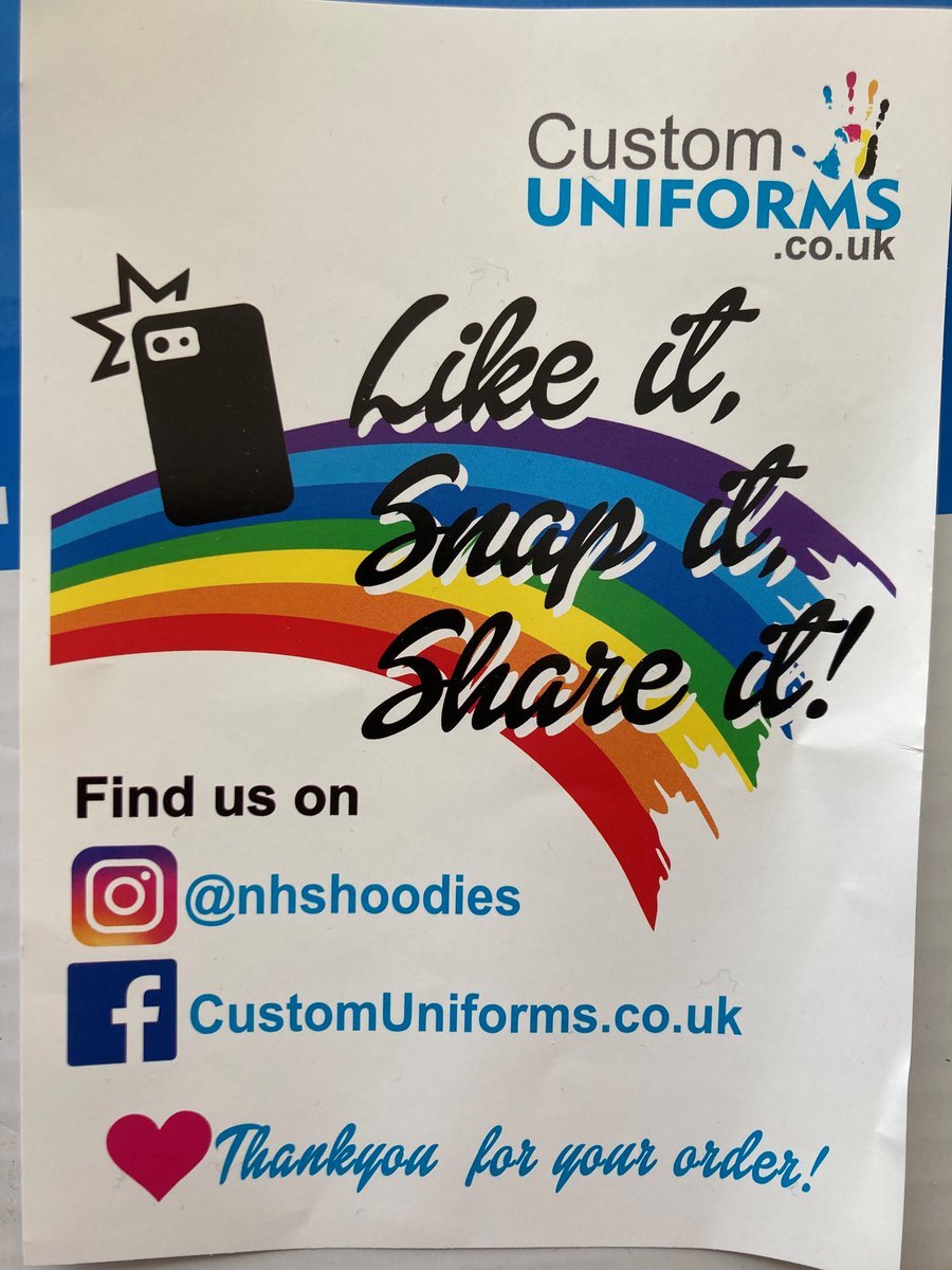 Good post day for us at the eye clinic! Our team hoodies have arrived 😃 complete with the NHS rainbow 🌈#ophthalmology #NHSrainbow #hoodies #staffmorale #gorleston #Norfolk #proudofthepaget