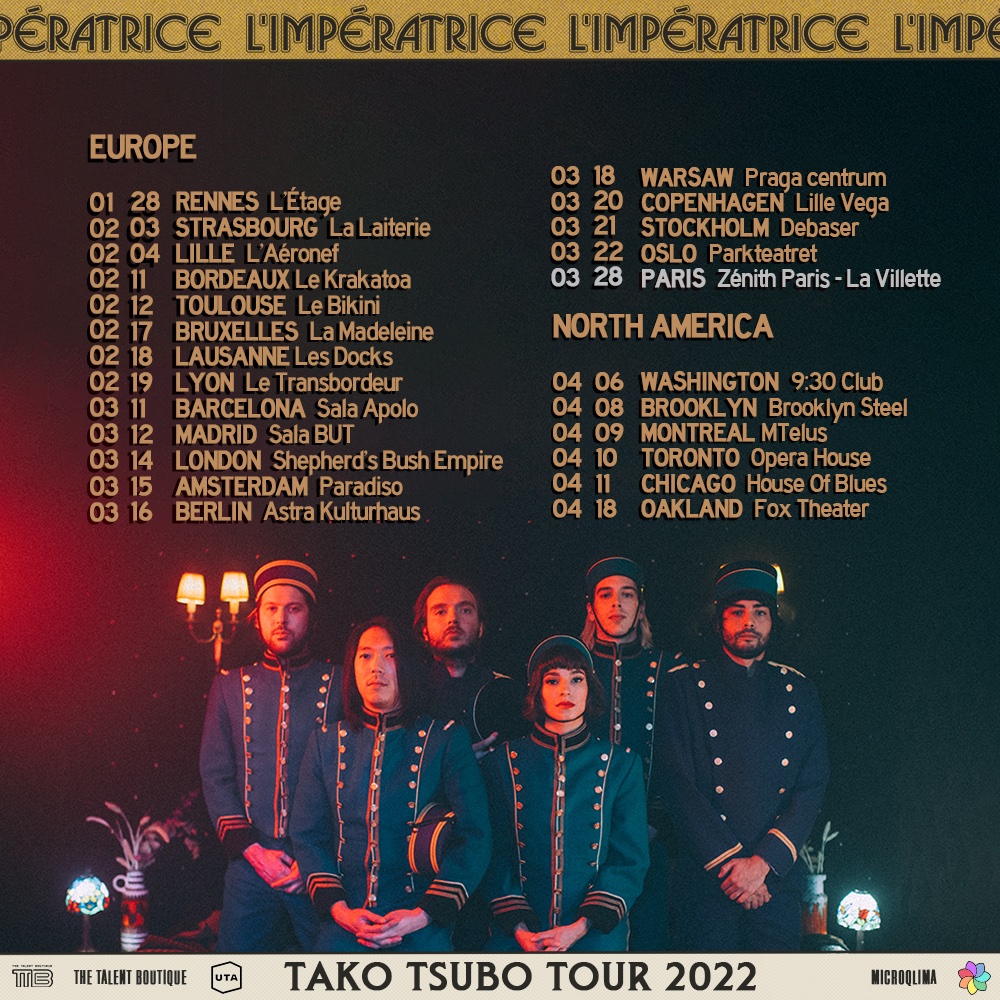 Hauts les coeurs ! <a href="/Imperatrice__/">L'Impératrice</a> reprendra la route en 2022 pour le Tako Tsubo Tour !
qlima.cool/LIMPERATRICE_T…