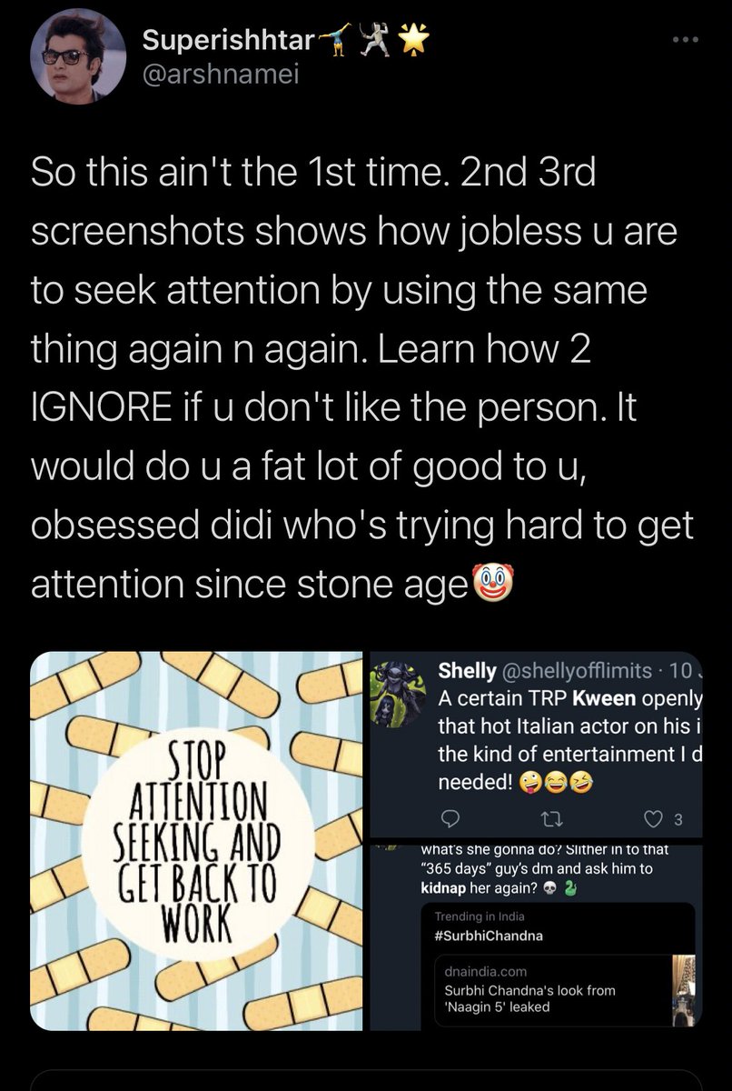 shellyofflimits's tweet photo. @ChotiDon007 If only I knew! I mean forget this tweet of mine because it’s a quoted tweet for a tweet which is asking for unpopular opinions on ITV. It’s relatively easy to find. What amazes me is that someone from their fd spent hours, stalking my entire TL to find 2 tweets, shading SC! 🤡 https://t.co/WKzUVJ9W0u