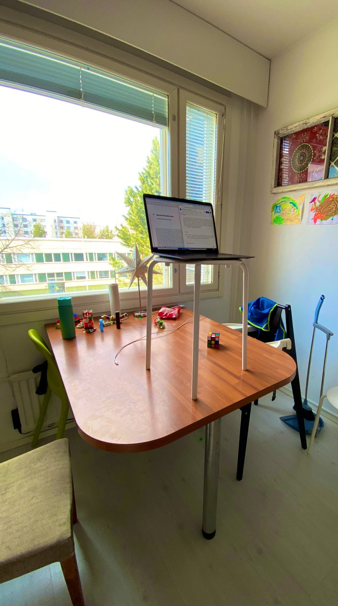 damakaveli's tweet photo. This is one way to make a standing desk. I don't recommend it 😂😂. #studyingfromhome #homeoffice https://t.co/2uWKBSE2Ox