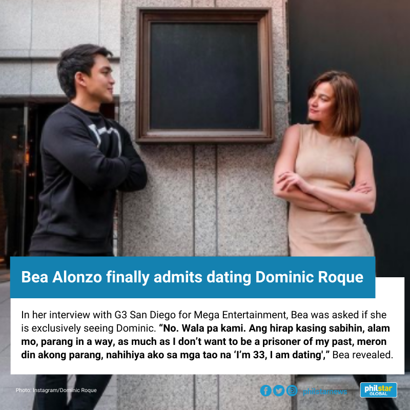 PhilstarNews's tweet photo. Yes, Bea and Dominic are dating! 

After months of speculations, Bea Alonzo revealed the real score between her and actor Dominic Roque. 

READ MORE: https://t.co/wM5yjT8doC https://t.co/bRUxJR38IO