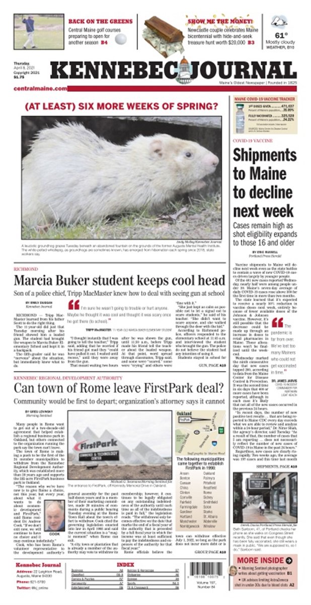 Kennebec Journal on Twitter "Today's Kennebec Journal front page