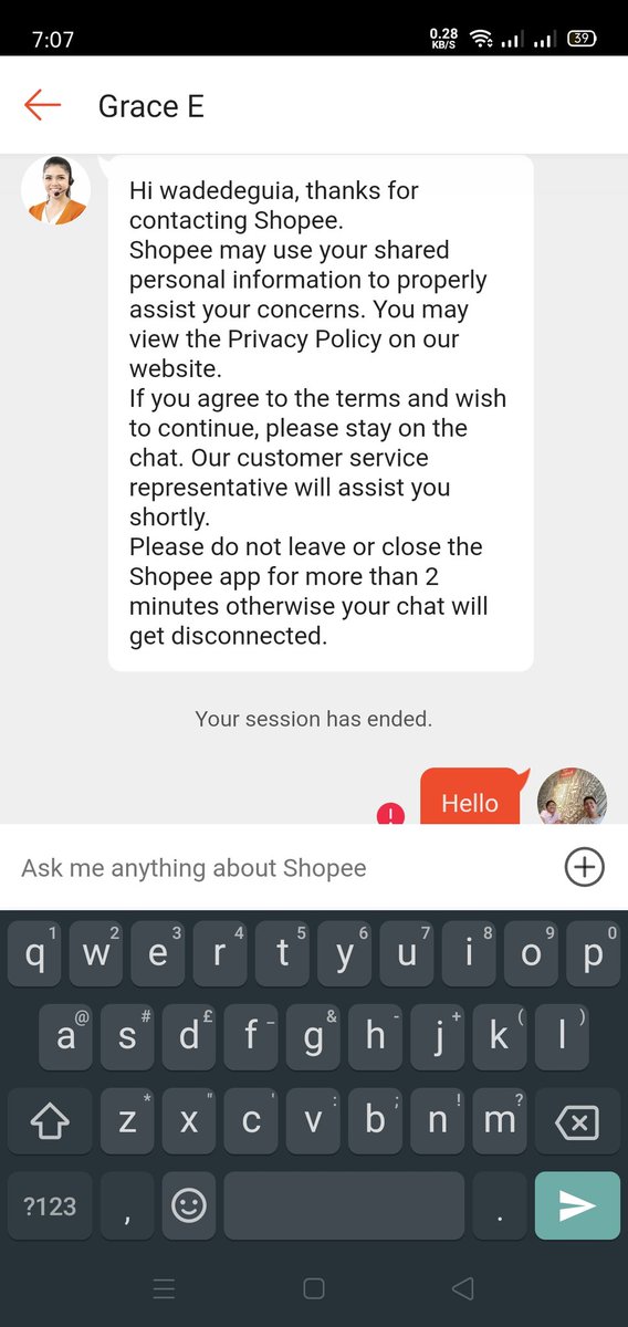 Wadeisfree's tweet photo. @ShopeePH Your agent disconnected on me! How rude! Is this how you treat customers??? https://t.co/aammLau87L
