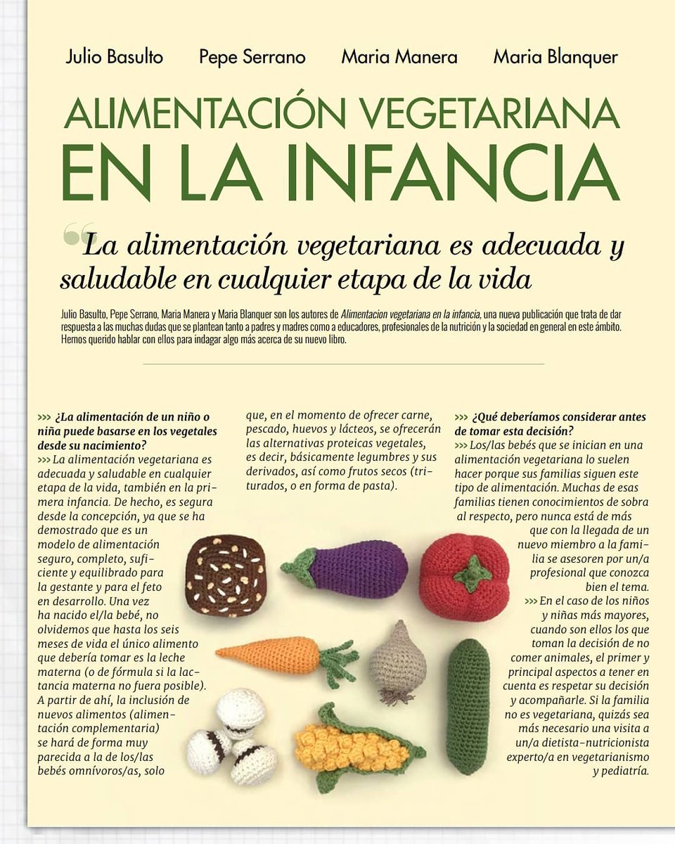 JulioBasulto_DN's tweet photo. Genial entrevista a #MariaBlanquer, #MariaManera y @PepePediatre en el último número de la revista #Vegetus, de la @U_Vegetariana, sobre #AlimentaciónVegetarianaEnLaInfancia, nuestro recién publicado libro en @penguinbolsillo. 
¡Muchísimas gracias!
https://t.co/pFF53D6UzH https://t.co/3GvLVokbTv