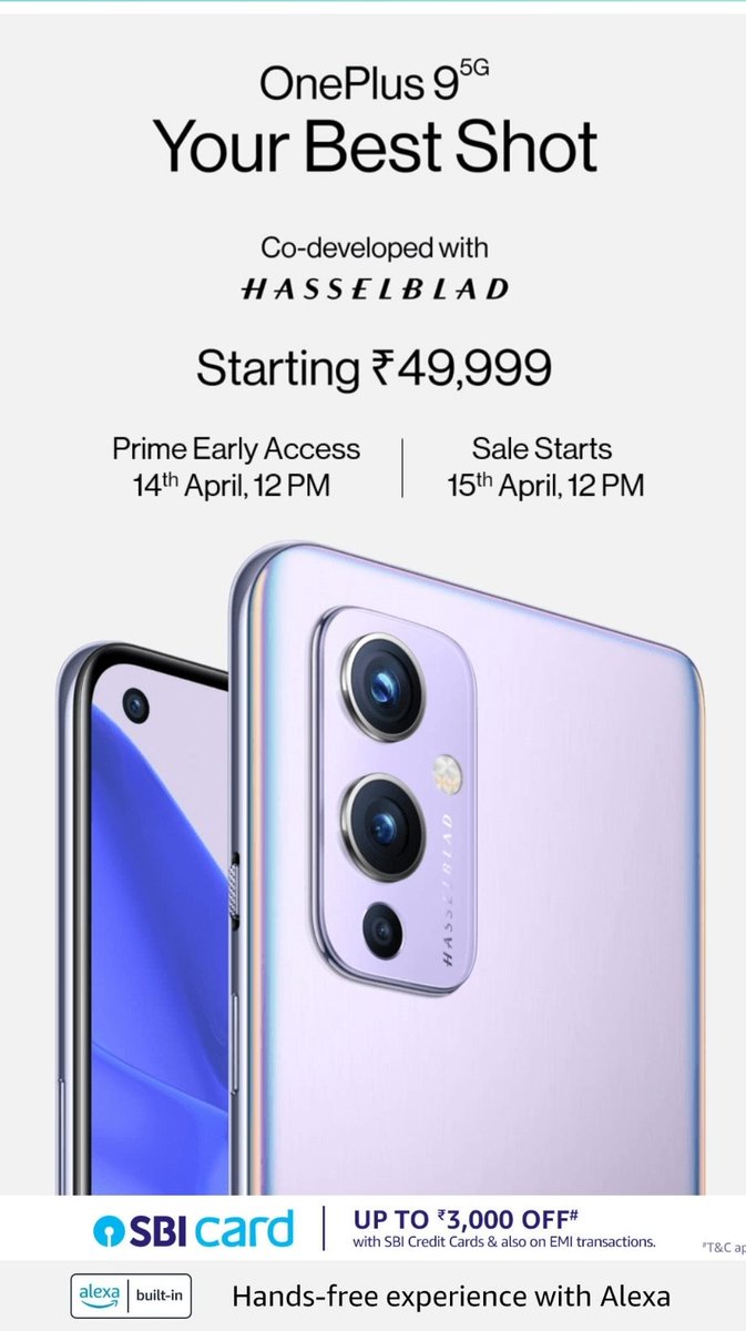 TechTubeMarathi's tweet image. 14 एप्रिलपासून अमेझॉनवर वनप्लस 9 बुक करता येणार जर तुम्ही प्राईम सदस्य असल तर अथवा 15 तारखेपासून बुक करता येईल!

एस बी आयच्या क्रेडिट कार्डवर डिस्काउंट ही मिळणार!

#मराठी #TechInMarathi