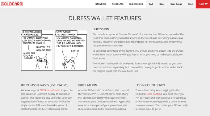 The duress features of @COLDCARDwallet are awesome, but it only supports #bitcoin. Is there any other<a class="tags" target="_blank" title="On Twitter" href="/?out=eyJ0eXAiOiJKV1QiLCJhbGciOiJIUzUxMiJ9.eyJpYXQiOjE3MjU1NTkwMjAsImlzcyI6InR3cG9ybnN0YXJzLmNvbSIsIm5iZiI6MTcyNTU1OTAyMCwiZXhwIjoxNzU3MDk1MDIwLCJyZWRpcmVjdF91cmwiOiJodHRwczovL3R3aXR0ZXIuY29tL0NPTERDQVJEd2FsbGV0In0.zqpmBgjfdPYamJyOC-w4PaTpeMwReMUbeL5yuiK2YkmuxQoBOVPIASL0VHv1Nx7UVHv3QG0dPu62nKgH_XLl1g">@COLDCARDwallet</a><a href="/tag/bitcoin"class="tags"><span>#bitcoin</span></a>