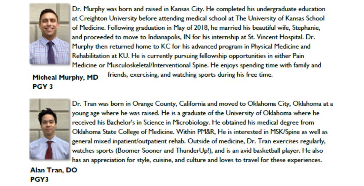 Congratulations to our new chiefs for the 2021-2022 academic year! Administrative Chief <a href="/MichealMurphyMD/">Micheal Murphy, MD</a> and Academic Chief Dr. Alan Tran. #Physiatry <a href="/AAPhysiatrists/">Assoc. of Academic Physiatrists (AAP)</a> <a href="/AAPhysiatry_RFC/">AAP Resident Fellow Council PM&R</a> <a href="/AAPhysiatry_MSC/">AAP Medical Student Council PM&R</a> <a href="/AAPMR/">AAPM&R News</a> <a href="/physiatrynow/">PhysiatryNow</a> <a href="/PmrScholars/">PM&R Scholars</a>